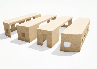 Prefabricated volumes · 2.50 × 3.20 × 12.50 m